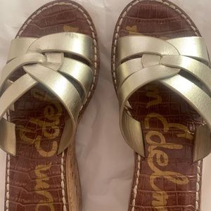 Sam Edelman gold strappy wedges